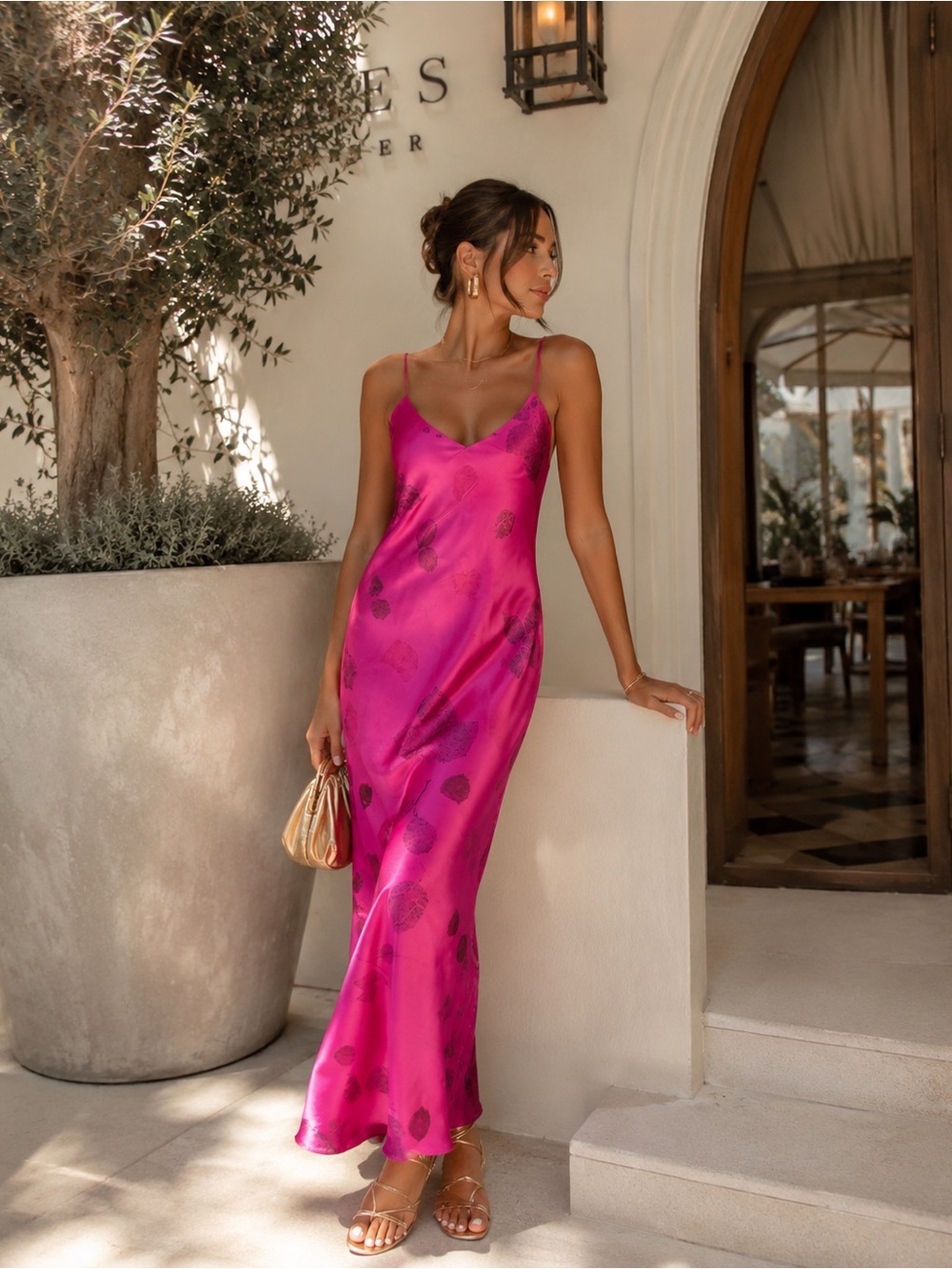 EUC $1095 Alejandra Alonso Rojas Pink Silk Spaghetti Strap Midi Dress